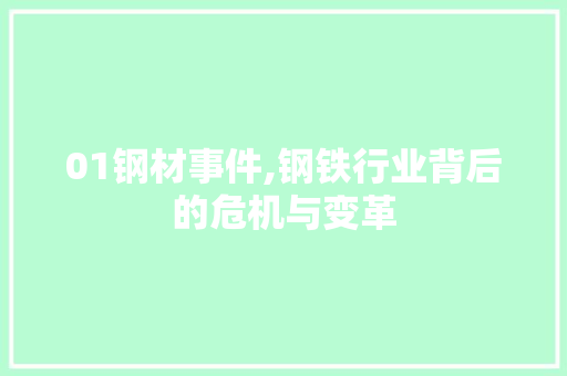 01钢材事件,钢铁行业背后的危机与变革