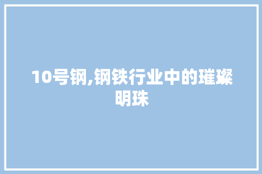 10号钢,钢铁行业中的璀璨明珠
