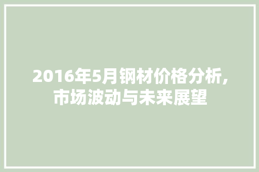 2016年5月钢材价格分析,市场波动与未来展望