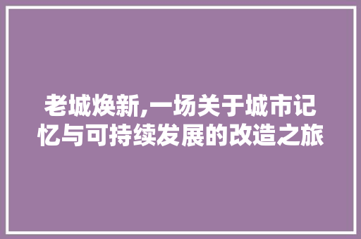 老城焕新,一场关于城市记忆与可持续发展的改造之旅