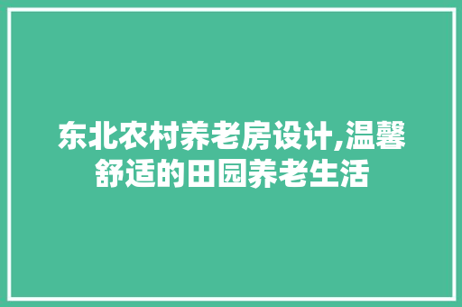 东北农村养老房设计,温馨舒适的田园养老生活