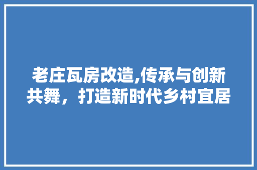 老庄瓦房改造,传承与创新共舞，打造新时代乡村宜居典范