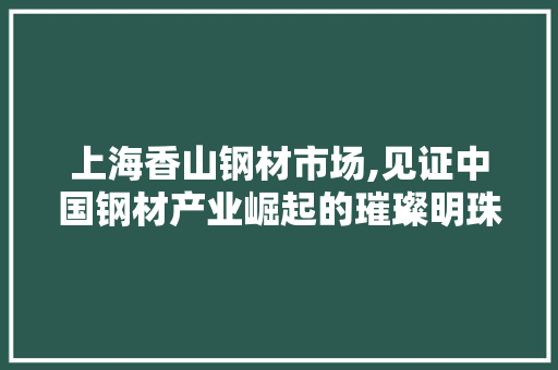 上海香山钢材市场,见证中国钢材产业崛起的璀璨明珠