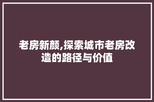 老房新颜,探索城市老房改造的路径与价值