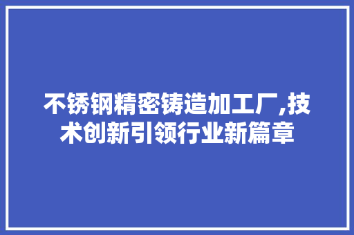 不锈钢精密铸造加工厂,技术创新引领行业新篇章