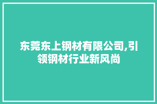 东莞东上钢材有限公司,引领钢材行业新风尚