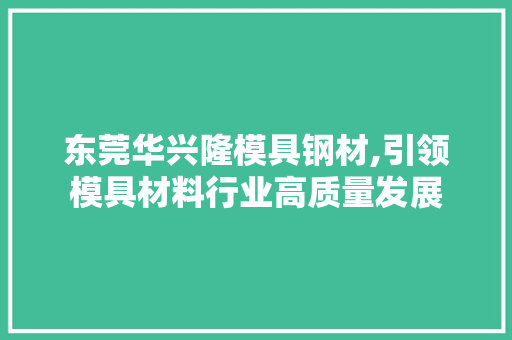 东莞华兴隆模具钢材,引领模具材料行业高质量发展