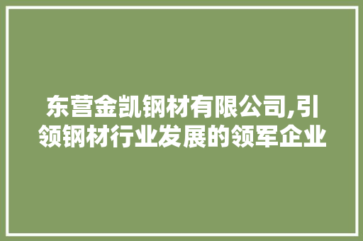 东营金凯钢材有限公司,引领钢材行业发展的领军企业