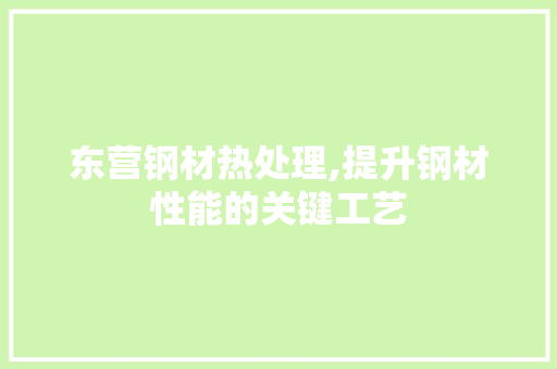 东营钢材热处理,提升钢材性能的关键工艺