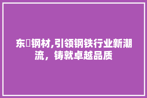 东锜钢材,引领钢铁行业新潮流，铸就卓越品质