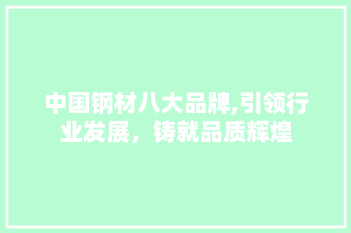 中国钢材八大品牌,引领行业发展，铸就品质辉煌