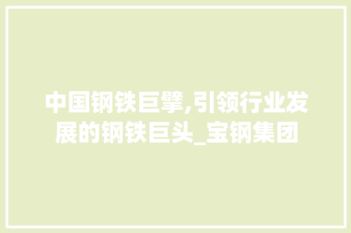 中国钢铁巨擘,引领行业发展的钢铁巨头_宝钢集团