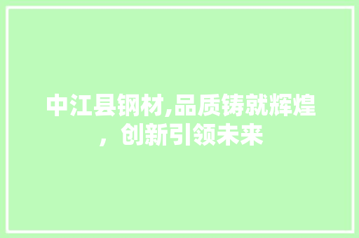 中江县钢材,品质铸就辉煌，创新引领未来