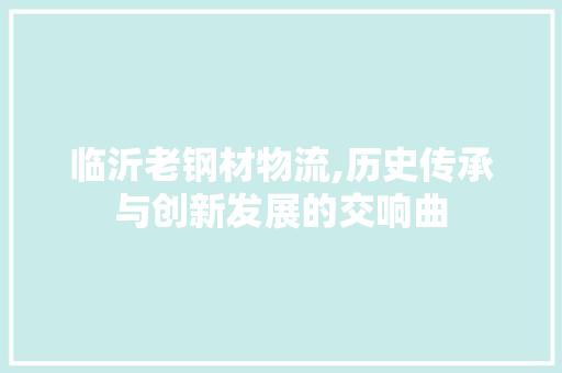 临沂老钢材物流,历史传承与创新发展的交响曲
