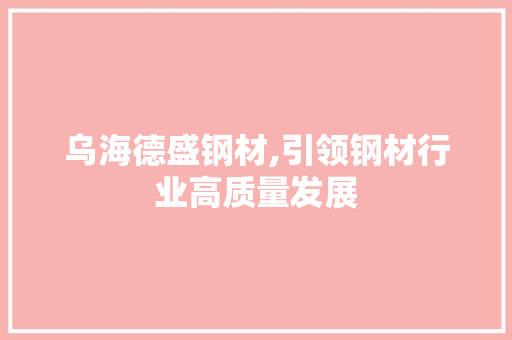 乌海德盛钢材,引领钢材行业高质量发展