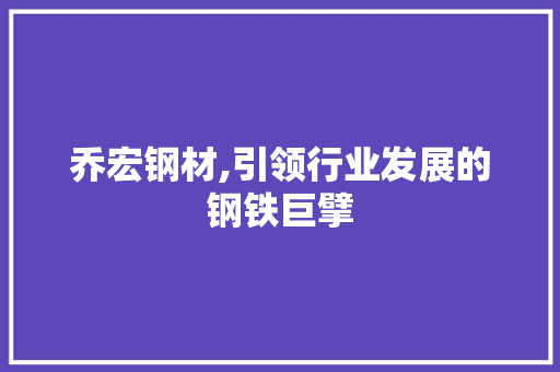 乔宏钢材,引领行业发展的钢铁巨擘