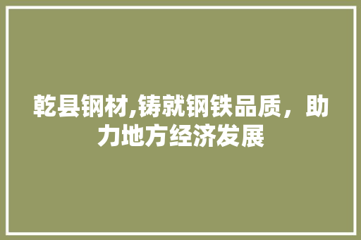 乾县钢材,铸就钢铁品质，助力地方经济发展