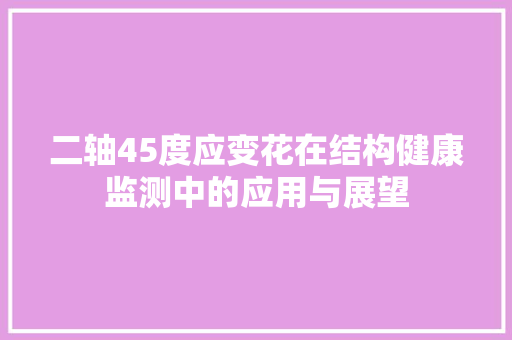 二轴45度应变花在结构健康监测中的应用与展望