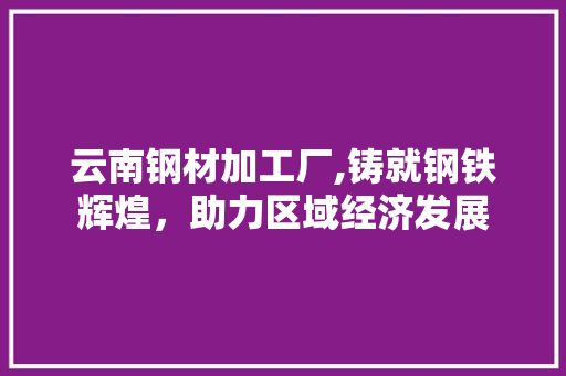 云南钢材加工厂,铸就钢铁辉煌，助力区域经济发展