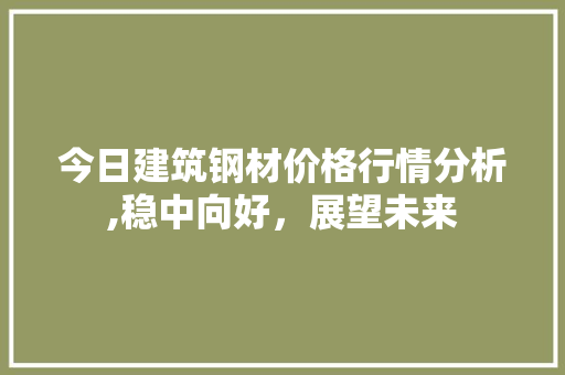 今日建筑钢材价格行情分析,稳中向好，展望未来