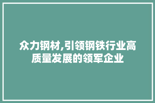 众力钢材,引领钢铁行业高质量发展的领军企业