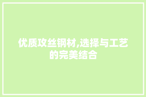 优质攻丝钢材,选择与工艺的完美结合