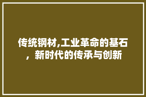 传统钢材,工业革命的基石，新时代的传承与创新