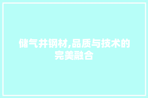 储气井钢材,品质与技术的完美融合