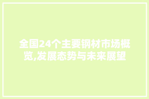 全国24个主要钢材市场概览,发展态势与未来展望