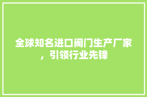 全球知名进口阀门生产厂家，引领行业先锋