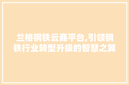 兰格钢铁云商平台,引领钢铁行业转型升级的智慧之翼