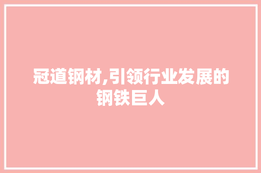 冠道钢材,引领行业发展的钢铁巨人