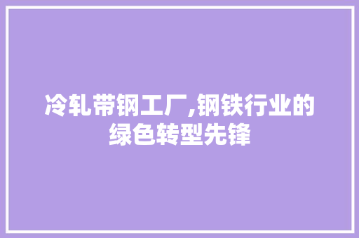 冷轧带钢工厂,钢铁行业的绿色转型先锋