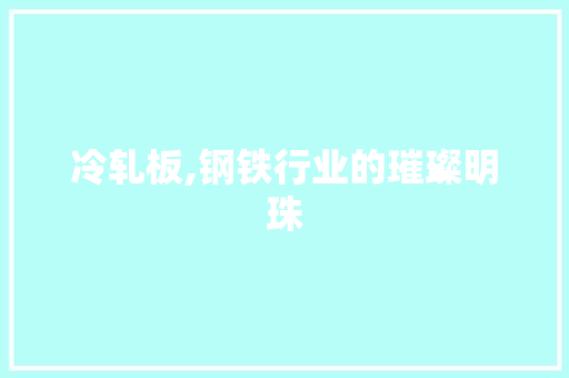 冷轧板,钢铁行业的璀璨明珠