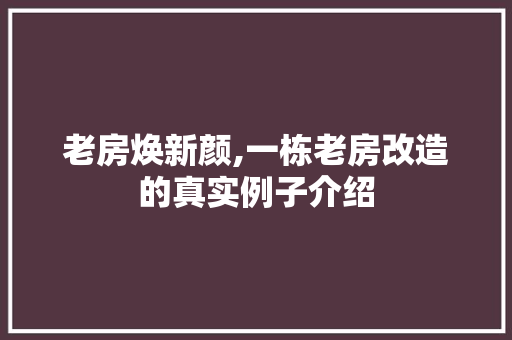 老房焕新颜,一栋老房改造的真实例子介绍
