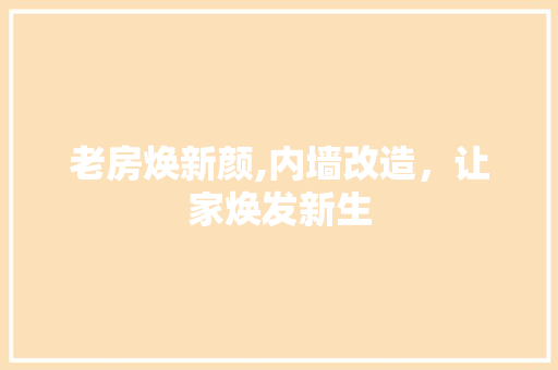 老房焕新颜,内墙改造，让家焕发新生