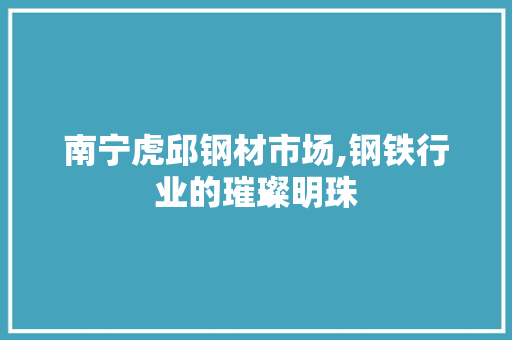 南宁虎邱钢材市场,钢铁行业的璀璨明珠