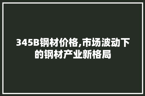 345B钢材价格,市场波动下的钢材产业新格局