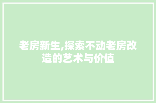 老房新生,探索不动老房改造的艺术与价值