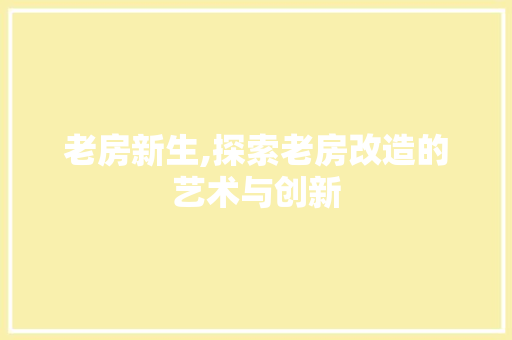 老房新生,探索老房改造的艺术与创新