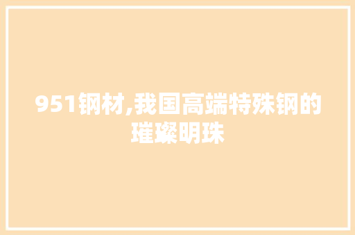 951钢材,我国高端特殊钢的璀璨明珠