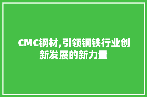 CMC钢材,引领钢铁行业创新发展的新力量