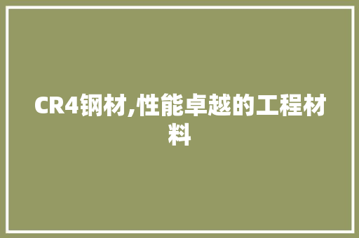 CR4钢材,性能卓越的工程材料