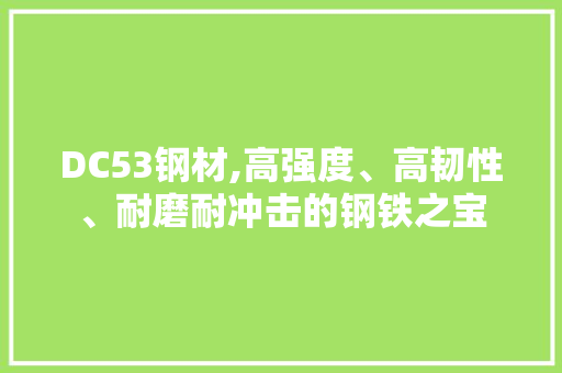 DC53钢材,高强度、高韧性、耐磨耐冲击的钢铁之宝