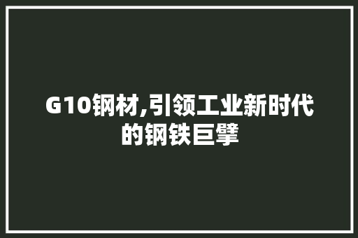 G10钢材,引领工业新时代的钢铁巨擘