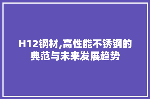 H12钢材,高性能不锈钢的典范与未来发展趋势