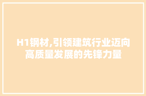 H1钢材,引领建筑行业迈向高质量发展的先锋力量