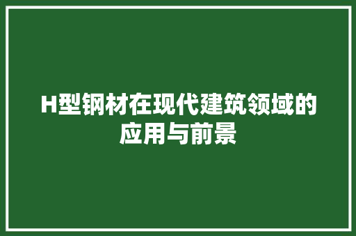 H型钢材在现代建筑领域的应用与前景