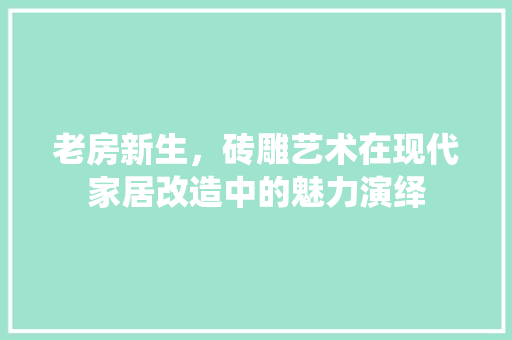 老房新生，砖雕艺术在现代家居改造中的魅力演绎