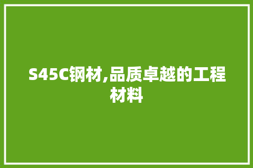 S45C钢材,品质卓越的工程材料